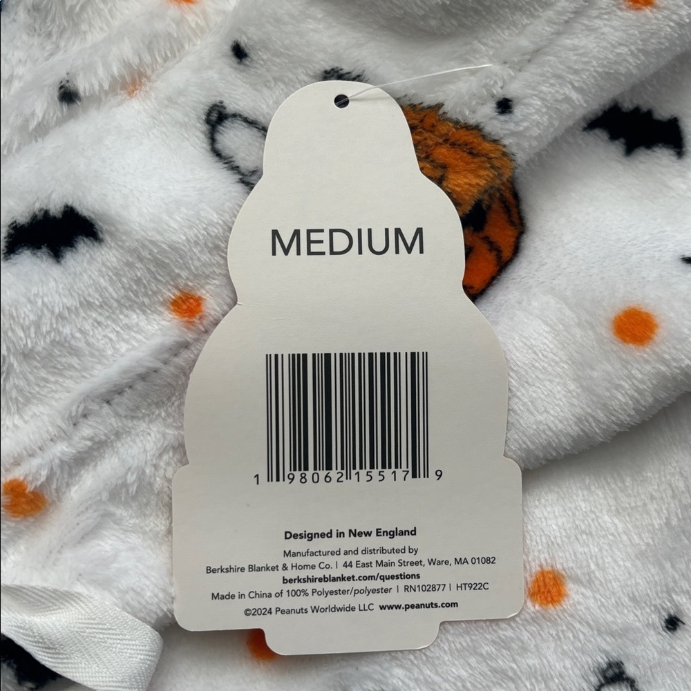 New! Snoopy Peanuts by Berkshire white halloween pumpkin fleece pajama pant, M - Picture 4 of 6